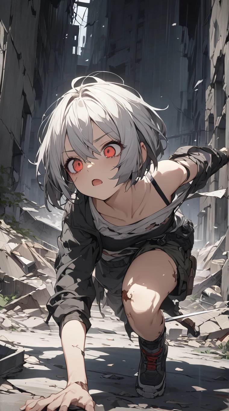 (Highest quality, 4K, 8k, High resolution, masterpiece:1.2), Very detailed, Picturesque, Animated Photography, Photo Animation:1.37)、nsfw、Japanese schoolgirl.completely naked、injury、destruction、(((amputee)))、(((Bloody bandages:1.5)))