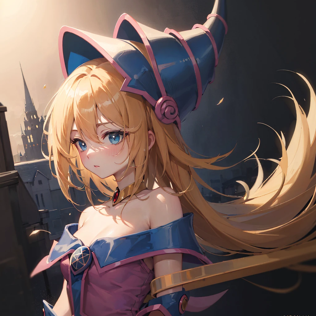 master piece,best quality,ultra detailed,8k,
ambient light,realistic skin,glossy skin,break、
(dark magician girl, duel monster, blush stickers, blonde hair, green eyes, long hair, breasts, blush, bangs, large breasts, hair between eyes, pentacle, pentagram, hat, dress, cleavage, bare shoulders, collarbone, choker, blue headwear, wizard hat, bracer, detached sleeves;)、break、
A realistic depiction of a person trapped inside a glass bottle, 、(lie face down:1.3)、(the body is very wet:1.5)、yukata、Glossy lips、Slightly emphasize the lower lip、A refreshing smile、emphasizing the cleavage、