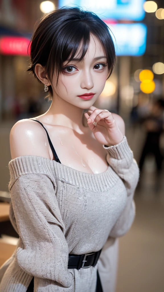 (1 nogizaka girl,raw photo,photo realistic:1.5),(best quality, high quality,HDR, highest quality,ultra high resolution,high resolution,high res,ultra high difinition,huge file size,8K,2K wallpaper,8K wallpaper,high quality texture,amazing,an extremely delicate:1.4),one girl, Japanese famous idol,beautiful face,small face,absurd,ridiculous,incredibly ridiculous,blurry background,(sundress,short hair,cleavage,no makeup:1.2),medium skin,beautiful skin,detailed skin,black hair,silky hair,detailed eyes,black eyes,Japanese nose,5-fingers,(Light Particles, Lens Flare, Luminous Particles: 0.7),looking at viewer,bright lighting,professional lighting,girl