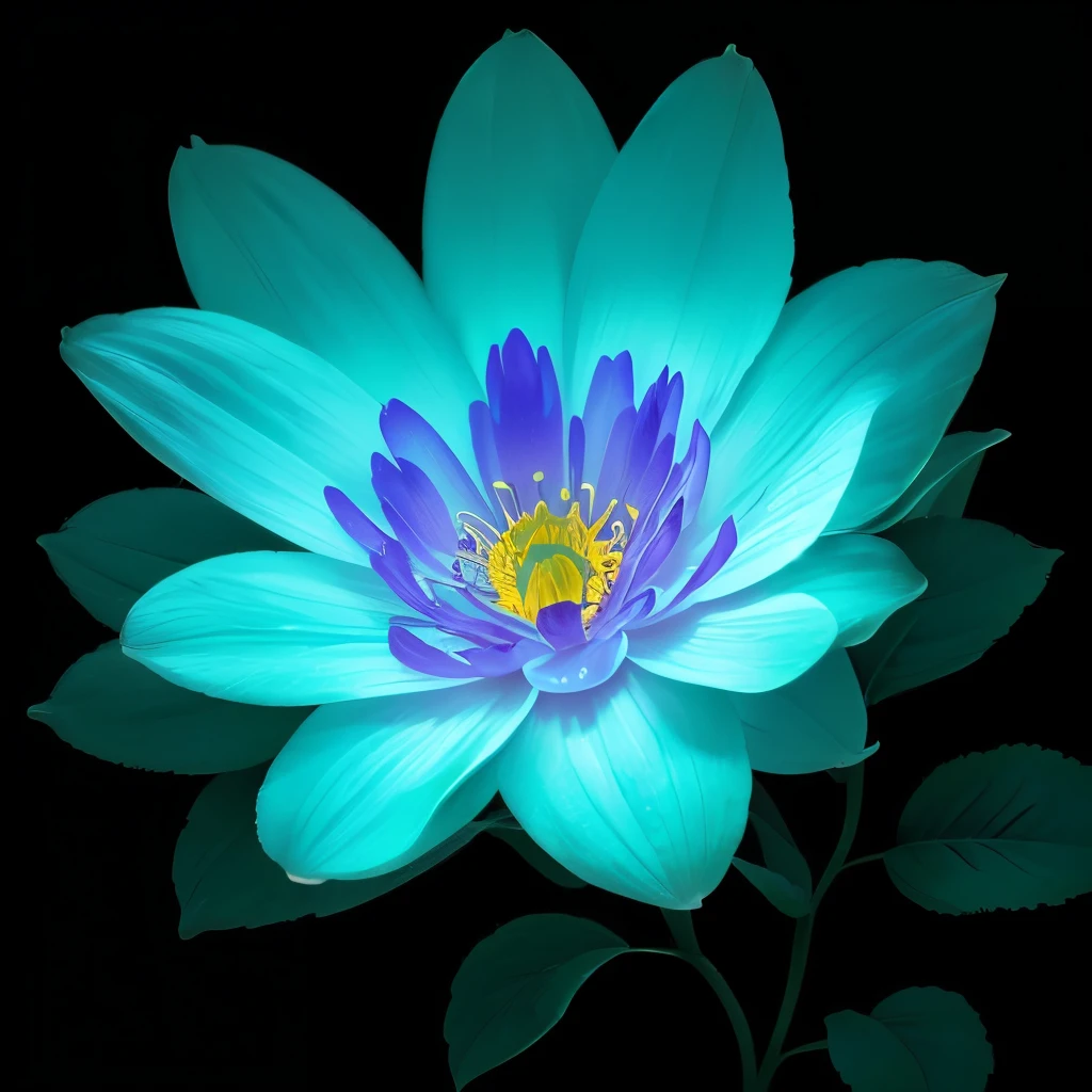 blue flowers in a black background with a black background, glowing flowers, glowing blue, glowing neon flowers, blue bioluminescence, [ bioluminescent colors ]!!, luminous flowers, bioluminescent skin!, bioluminescent plants, neon flowers, neon color bioluminescence, glowing hue of teal, blue glow