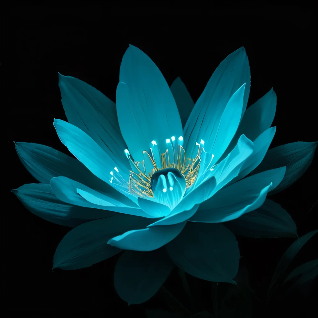 blue flowers in a black background with a black background, glowing flowers, glowing blue, glowing neon flowers, blue bioluminescence, [ bioluminescent colors ]!!, luminous flowers, bioluminescent skin!, bioluminescent plants, neon flowers, neon color bioluminescence, glowing hue of teal, blue glow