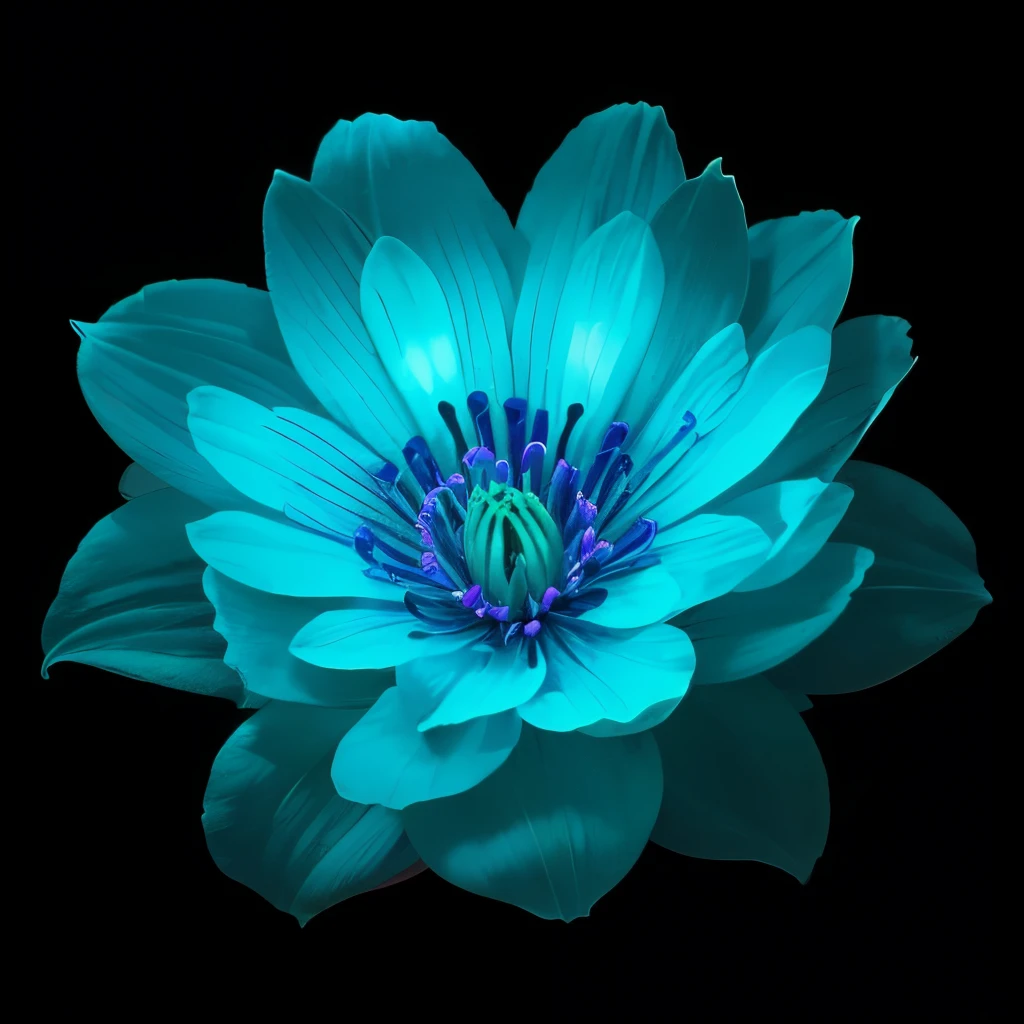 blue flowers in a black background with a black background, glowing flowers, glowing blue, glowing neon flowers, blue bioluminescence, [ bioluminescent colors ]!!, luminous flowers, bioluminescent skin!, bioluminescent plants, neon flowers, neon color bioluminescence, glowing hue of teal, blue glow