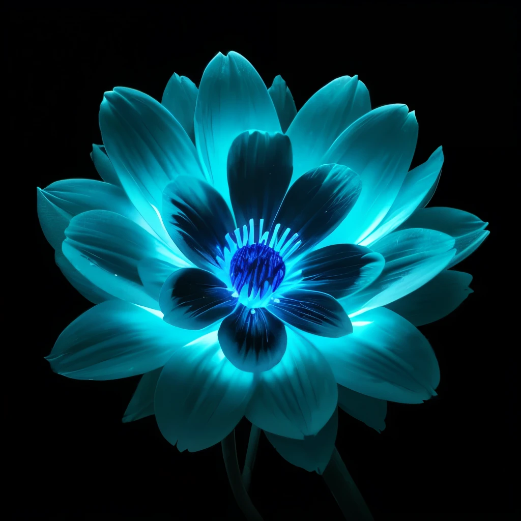 blue flowers in a black background with a black background, glowing flowers, glowing blue, glowing neon flowers, blue bioluminescence, [ bioluminescent colors ]!!, luminous flowers, bioluminescent skin!, bioluminescent plants, neon flowers, neon color bioluminescence, glowing hue of teal, blue glow