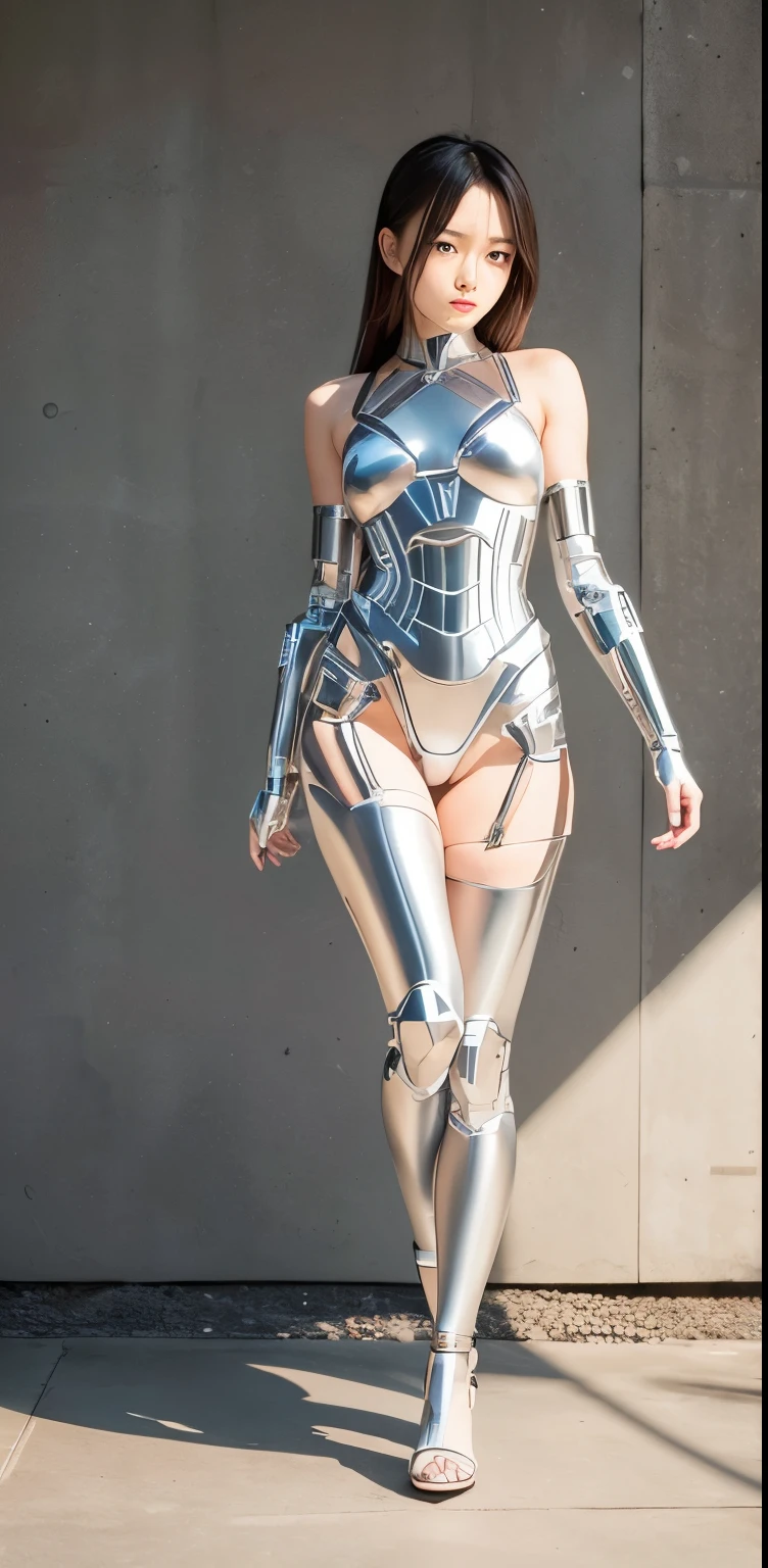 A cyborg girl stands in the center of a large bright studio and is engaged in creating her self-portrait on canvas. She is depicted in all her majestic beauty and elegance. Her metallic skin reflects the light, creating a play of hues and highlights like an expensive piece of jewelry.
Her long metal hair frames her face, giving her a mysterious and alluring look. Her bright eyes, in which light shimmers, stare straight ahead with confidence and the strain of creative inspiration.
The cyborg girl is depicted in a graceful pose, showing off her grace and strength as well as the fine workings of her mechanical limbs. Her hands hold brushes and are immersed in the creative process of creating a stunning work of art.
The outline of the self-portrait she is creating with oil paints is already outlined on the canvas. The drawing begins to come to life under her dexterous fingers, gaining depth and volume, and the coating of color fills the canvas with bright hues and rich colors.
This entire moment is captured in a gorgeous and amazing scenario that combines the beauty of art, power and technological advancement to make the cyborg girl a unique and inspiring image. beautiful shiny smooth, high quality, best quality, absurdres, masterpiece, beautiful, intricate details, 1/2 body crop, slim body, beautiful figure, magnificent anatomy, (intricate details:1.12), HDR, (intricate details, hyper-detailing:1.15), (natural skin textures, hyper realisitc, soft light, Sharp:1.2)