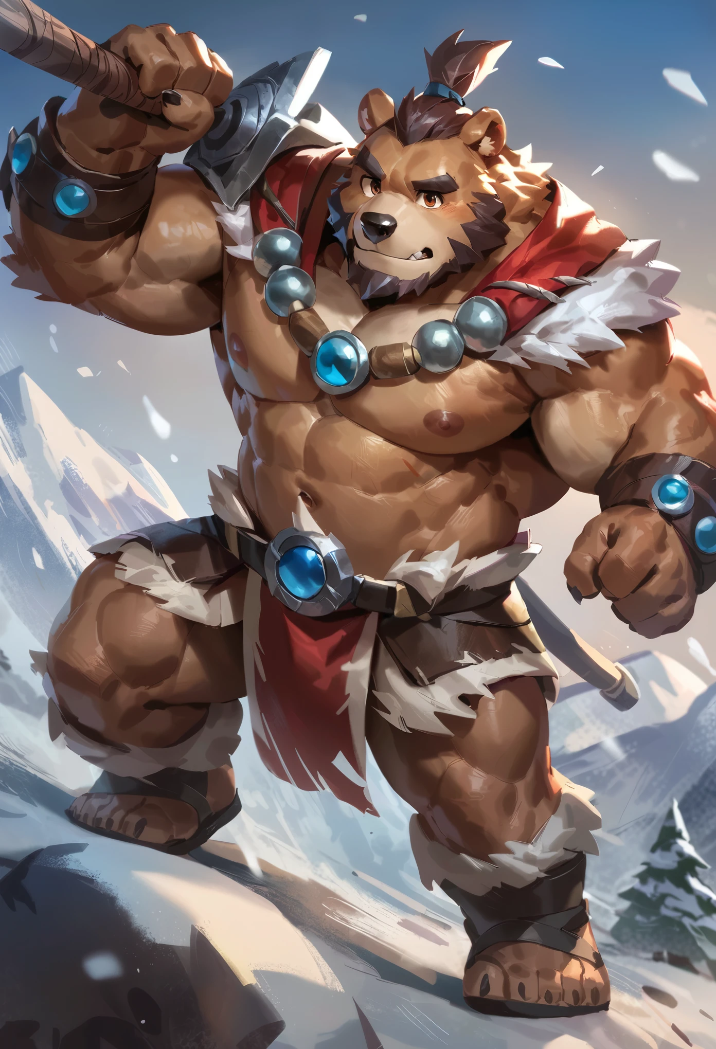 (artist: lindong, null-ghost, ) 1male, sfw, ((whole body)), (barbarian), ((plump middle-aged bear man)), standing, kicking, (brown eyes), beautiful beard, (male face), (big face:0.5), square jawline, (Male Eyes:1.2), (sharp eyes:0.8), (big eyes:0.5), male eyebrows, (innocent look:0.5), fluffy body, BREAK starry sky, snow mountain, highly detailed,
(Super detailed)(SuperQuality:1.0) ~ (SuperQuality:1.2)