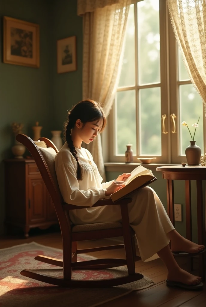 A story of a beautiful woman who became a book spirit. She loved books and visited the library often. One day, she discovered a secret room in the back of the library. There were many old and rare books lined up there. She was curious and held the books one by one. Then, light overflowed from the book and she was sucked into it. She became a book spirit and could travel freely in the book world. BREAK Pencil: This effect simulates the appearance of pencil drawing, with lines and shading. It can create a sketchy or whimsical mood for the scene.