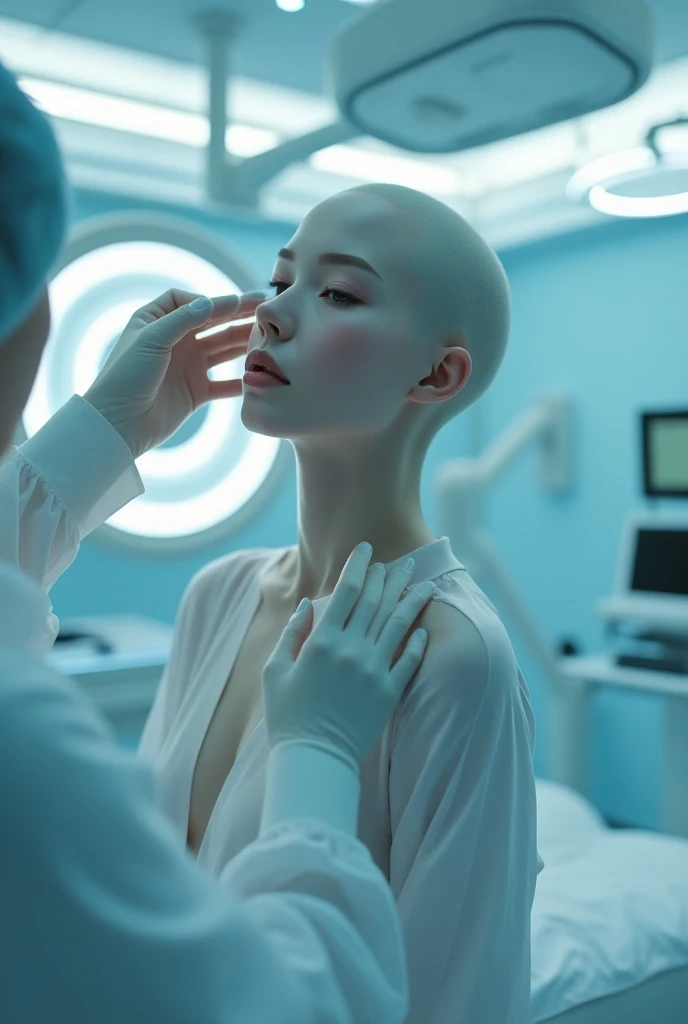 ALIEN IN BED EXAMINED BY HUMAN SCIENTISTS IN A MEDICAL LABORATORY MAKE THE PICTURE AS REALISTIC AS POSSIBLE --auto --s2