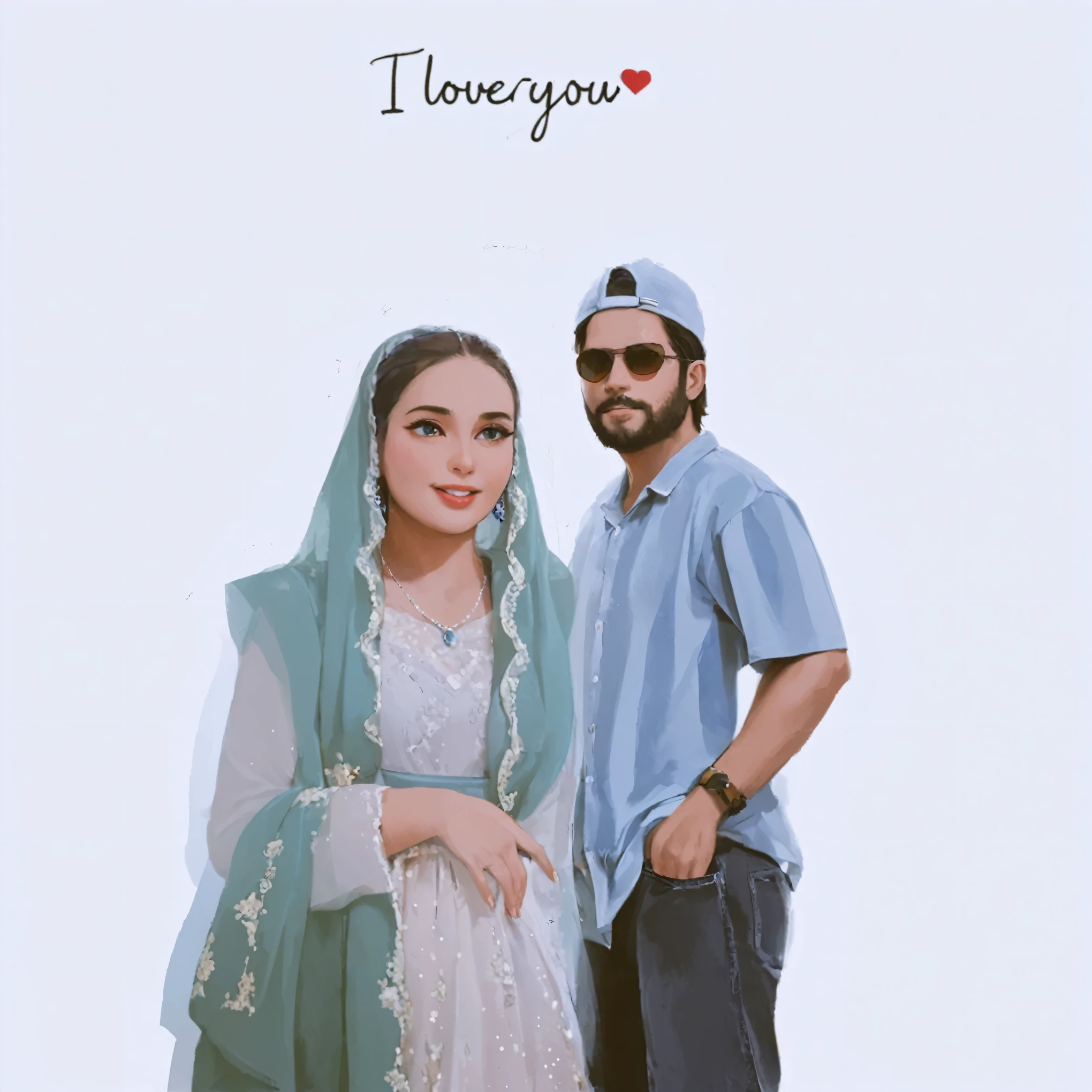 Beautiful girl standing with blue shirt boy