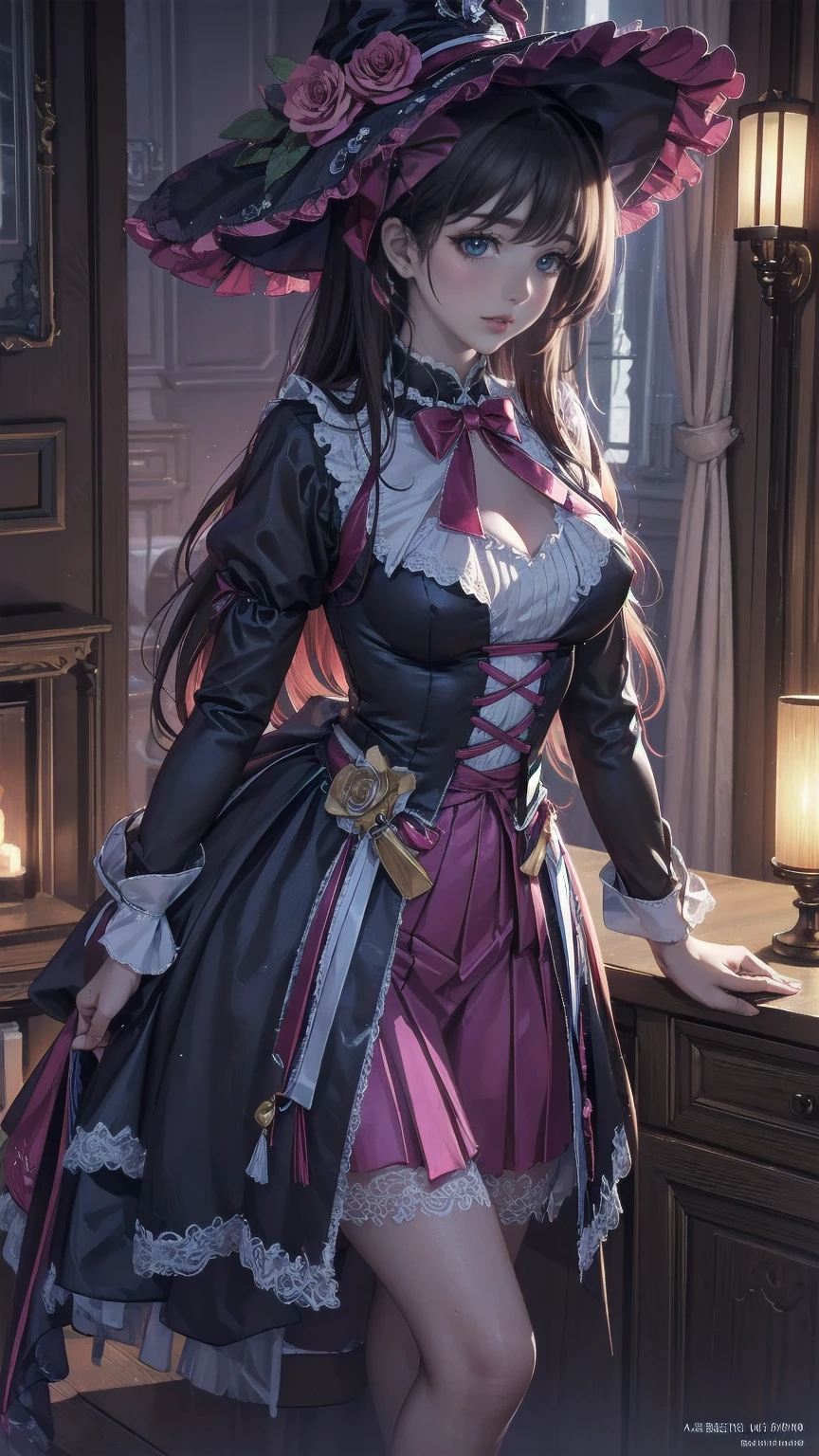 (masterpiece:1.2, Highest quality), (Realistic, photoRealistic:1.4), Beautiful illustrations, (Natural Side Lighting, Cinema Lighting),Say OK to your audience, Upper Body, (Front view), 1 Girl, Perfect Face, Cute symmetrical face, Shiny skin, Baby Face, Long eyelashes, (Medium chest), (Wide Hips),Beautiful Hair, Beautiful Face, Beautiful and beautiful eyes, Beautiful body, Beautiful breasts, Beautiful thighs, Beautiful legs, Beautiful fingers,(Beautiful views:1.2),(Cute Smile:1.2, Superior), Body Conscious, Turquoise Dress,witch, (Layered skirt:1.5), (Knee-high boots:1.5), Plump thighs, (The sides are woven with string:1.2), Long black hair,Bustier dress,No sleeve,(Browsing Caution)