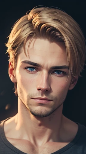 Colored photo A handsome Finnish man focusing on his face. Photo with color