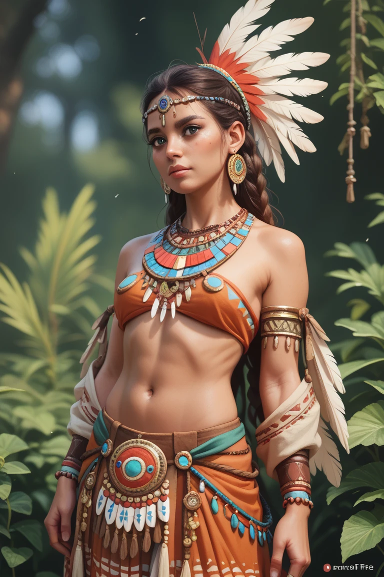 girl,teen, red hair, ancient native indian warrior, warrior gear, weapon hand, facepaint, bodypaint, accesories, exposed breasts, small breasts, naked breasts, topless, vibrant appearance, creative behavior, imaginative, sensual, spontaneous, highest quality, skin texture, intricate details, (cinematic lighting), RAW photo, 8k