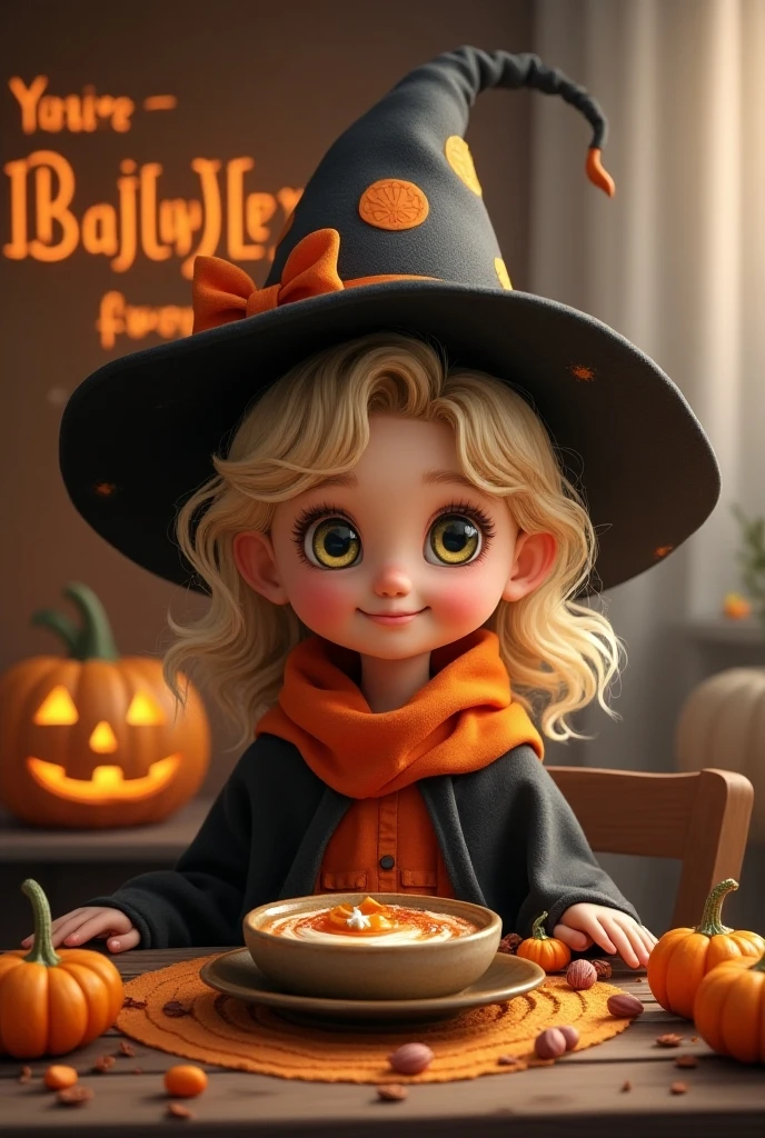 （wallpaper、Illustration:1.3）、 Cozy Halloween Party、 Warm and Nostalgic Atmosphere 、 Jack O Lanterns 、Witch Hat、ghost、Flying Bats 、Detailed Food and Drink 、One girl、 beautifully detailed eyes kept in the car、Beautifully detailed lips、Highly detailed faces and features、 long eyelashes、Illustration、(Best Quality、4K、8k、 High Resolution :1.2)、Super detailed、Vibrant colors、Warm lighting、Whimsical、magic、autumn、Pumpkin、Candles、 Cozy Decor 、(Illustration、wallpaper)、