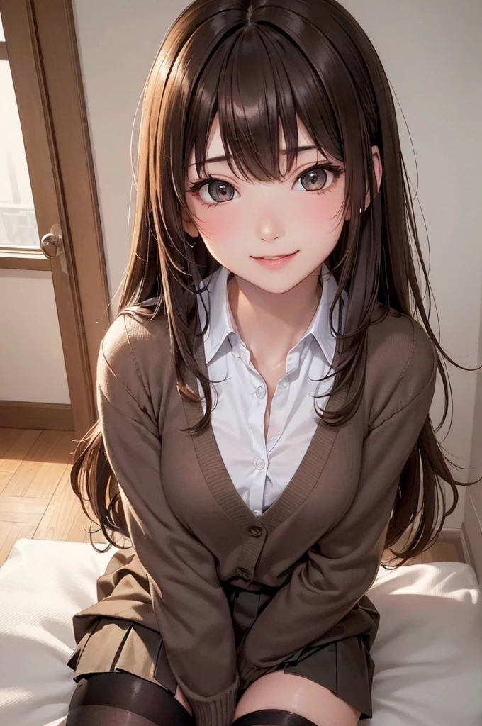 (table top: 1.3), (maximum resolution: 1.2), (Ultra HDTV: 1.2), cinematic light, Ultra HDTV, (fine eyes and skin), (detailed facial features), nffsw, 8K resolution, sharp focus: 1.2, perfect style, beautiful face, Accurate, anatomically correct, Highly detailed face and skin texture, fine eyes, brown eyes, double eyelid, thin eyebrows, glitter eyeliner: 1.2, natural cheeks, Glossy skin, Fair skin: 1.2, small shiny necklace and earrings, (glossy lips: 1.4),
break
一人称視点, wearing high , (embarrassing:1.2), (blush:1.2), innocent and cute girl, (high ponytail, wavy hair, light brown hair, bangs flowing diagonally), medium long hair,
break
(full body shot: 1.2), (from below:1.3), (focus on legs), ((very close relationship: 1.2)), (medium to large breasts:1.1), ((Sit on a school chair with your legs closed)), ((Pose with a little panties and skirt slightly raised:1.2)),
(((In the classroom: 1.2)), (look up at the audience:1.2)), ((Background of many other students:1.4)),