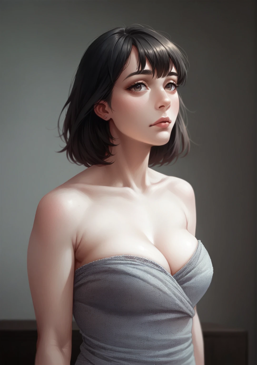 (((Masterpiece))), (((official portrait))), white hair, diffused light, dynamic shadows, sharp focus, realistic, detailed, highres, absurdres, white background, no bra, photorealistic, lifelike, steamy, sweaty, blushing, sleeveless, youthful appearance, moaning, lip gloss, armpit, head tilt, head facing viewer, (((looking at viewer))), (((bare skin))), ((slim)), ((sweet looking)), ((medium chest)), submissive