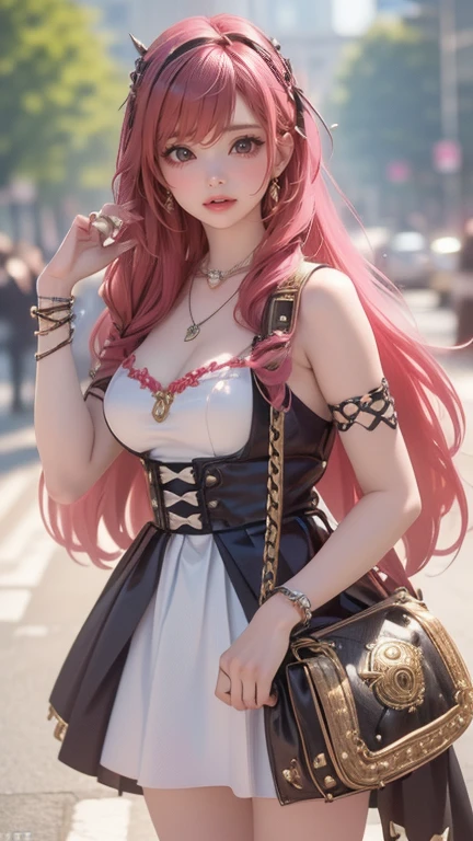 (dark shot:1.1)The whole body of the princess,Sexy Princess Chest Armor(absurderes、hight resolution、ultra-detailliert)、One woman's whole body、Pink and Black Princess Chest Armor、Pink and black pants and leg armor、Big mature women、Princess in gorgeous chest armor、A pink-haired、Large mature woman with thin breasts、blue eyess、long-sleeve、fine eyes and detailed face、intricate detailes、BREAK Mosaic Art、Small Pieces、colorful tesserae、complex pattern、tiled designs、durable surfaces、Old fashioned technique BREAK macro photography、extreme close - up、intricate detailes、Enlarged texture、stunning clarity、Hidden beauty、Immersive perspective breaks、artisanal creations、Handmade Products、unique designs、intricate detailes、Creative expression、skilled craftsmanship、enchanted、enchanted、enchanted、enchanted、English Garden、a smile、More about chest armor,