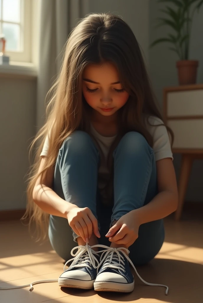 une fille qui a ses chaussures salle et un garçon qui les leche pour les nettoyé a genoux devant elle