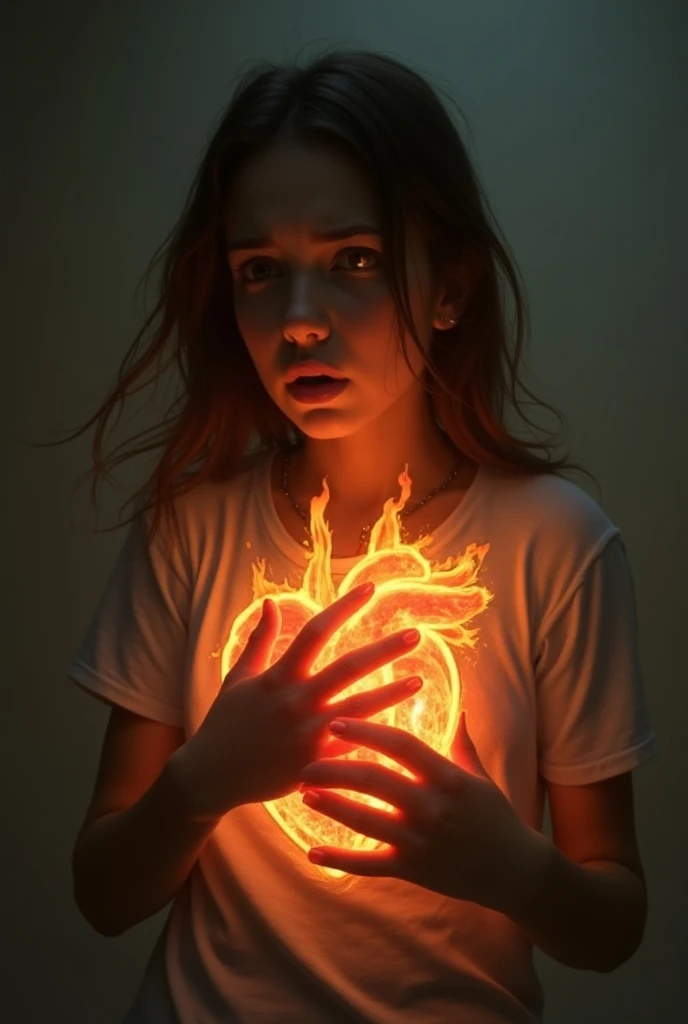 Porn of a woman with her heart coming out of her chest like a cartoon NSFW