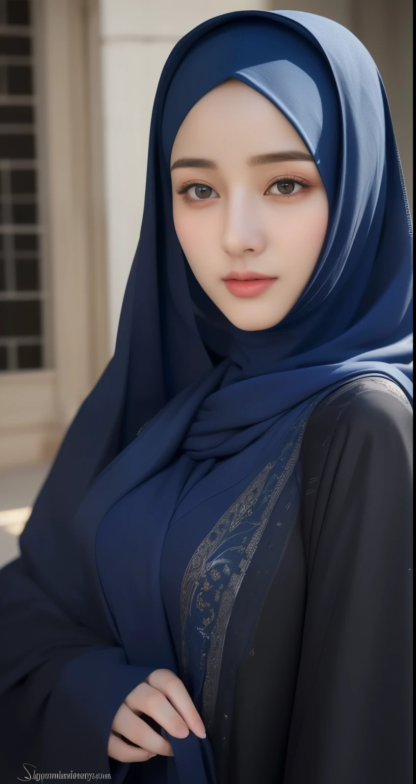 (best quality,4k,8k,highres,masterpiece:1.2),ultra-detailed,eyes detailed, face bright, face glow,(realistic,photorealistic,photo-realistic:1.37),17yeats old girl, Pasmina hijab abaya,blue hijab pasmina,asian korean beautiful girl girl,book,style sex +18,book,erotic Asian korean