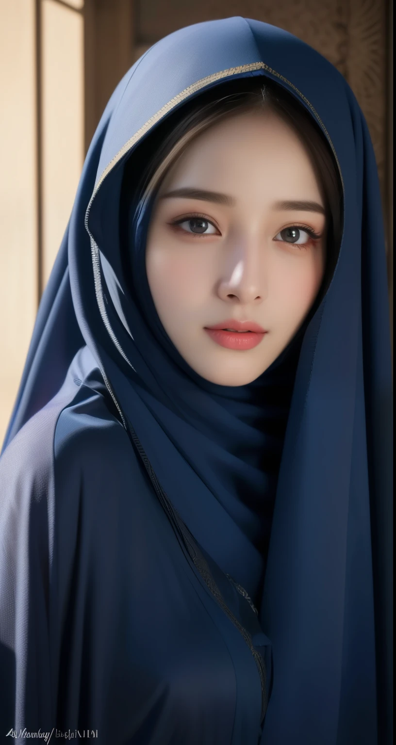 (best quality,4k,8k,highres,masterpiece:1.2),ultra-detailed,eyes detailed, face bright, face glow,(realistic,photorealistic,photo-realistic:1.37),17yeats old girl, Pasmina hijab abaya,blue hijab pasmina,asian korean beautiful girl girl,book,style sex +18,book,erotic Asian korean