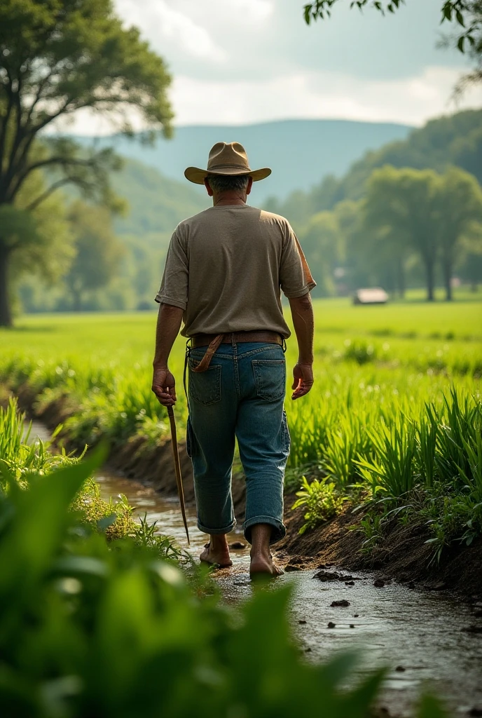 1800s, France, 25 years old man, buff, muscular, tanned, walking, carrying a large sack, midday, short depth of field, barn, bohemian, shabby chic, plants on foreground, glistening skin, naked, tired, flaccid penis