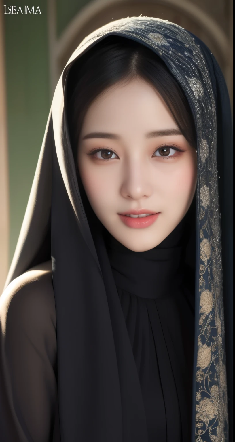 (best quality,4k,8k,highres,masterpiece:1.2),lips laugh, ultra-detailed,eyes detailed, face bright, face glow,(realistic,photorealistic,photo-realistic:1.37),17yeats old girl, Pasmina hijab abaya,white hijab pasmina,asian korean beautiful girl girl,book,style sex +18,book,erotic Asian korean