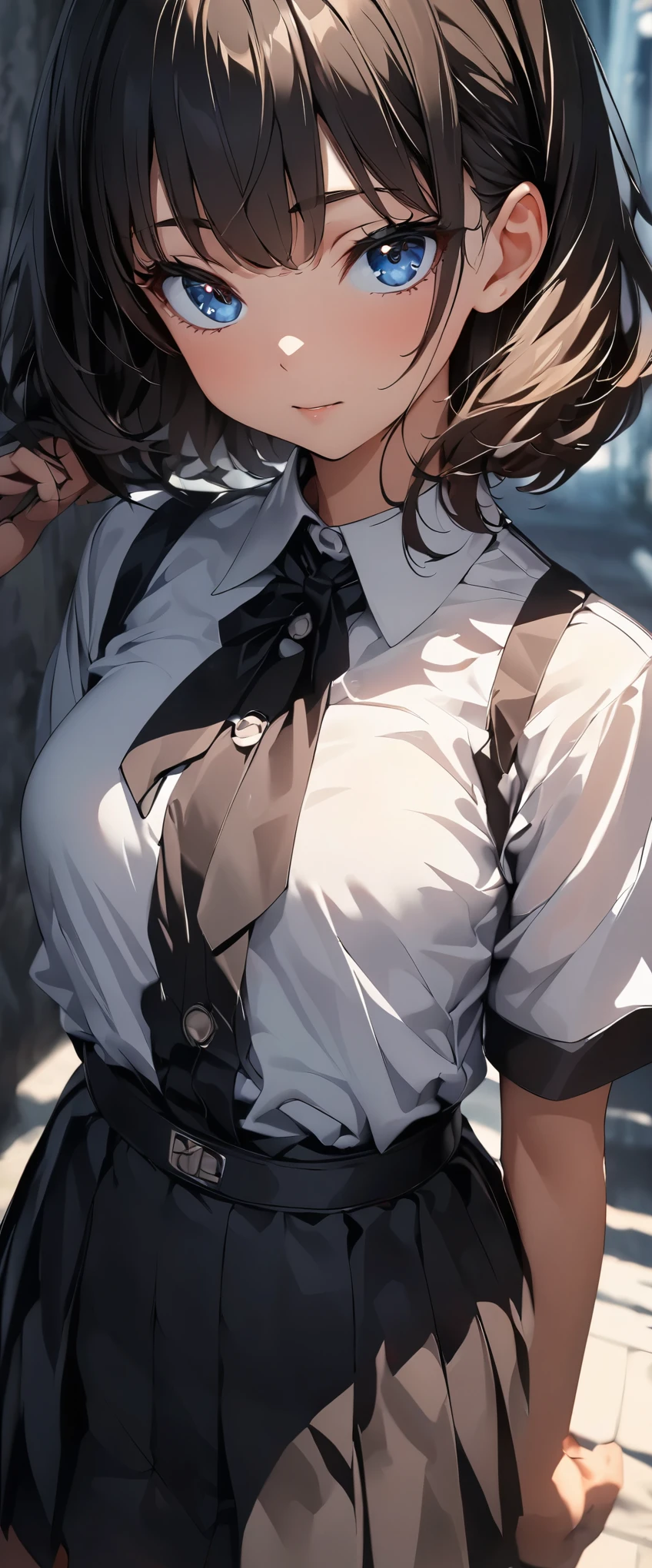 absurdres, highres, ultra detailed
BREAK
, school uniform,  plaid skirt, school stripe tie, sailor uniformt, (close-up to breasts), cute big breasts, (invisible, no human, headless, handless:1.5)
