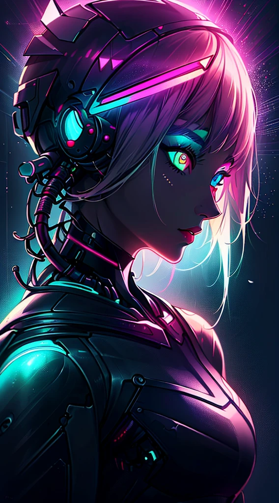 beautiful detailed eyes, beautiful detailed lips, extremely detailed eyes and face, long eyelashes, 1girl, alien, biopunk, cyborg, futuristic, sci-fi, intricate details, intricate machinery, glowing circuits, neon lights, dark atmosphere, dramatic lighting, cinematic composition, vivid colors, (best quality,4k,8k,highres,masterpiece:1.2),ultra-detailed,(realistic,photorealistic,photo-realistic:1.37)