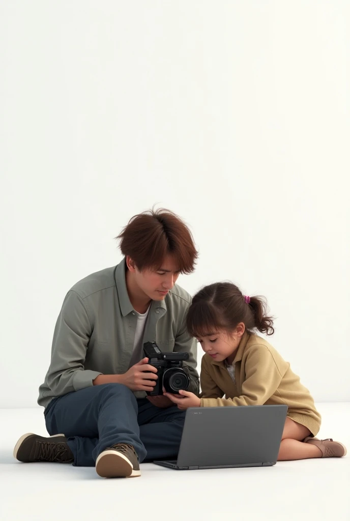 bohoai (happy boy and girl) playing with drone, ((good face)), ((happy face)), drones on the table, hand holding drone, house behind, focus face detail