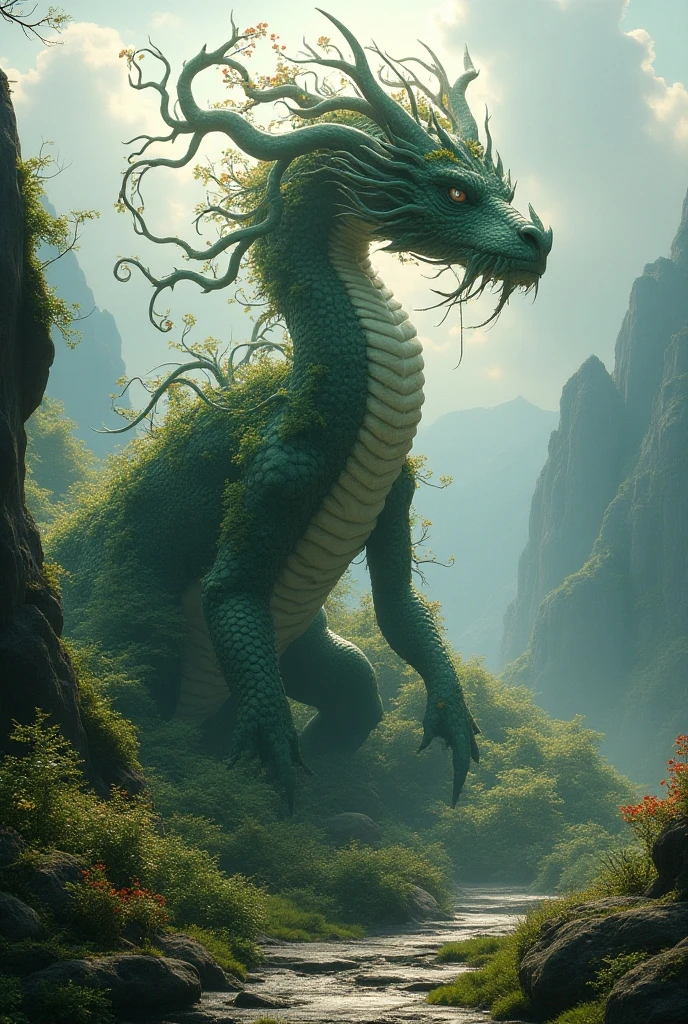 Adult dragon tree smoking marijuana , high green with purple