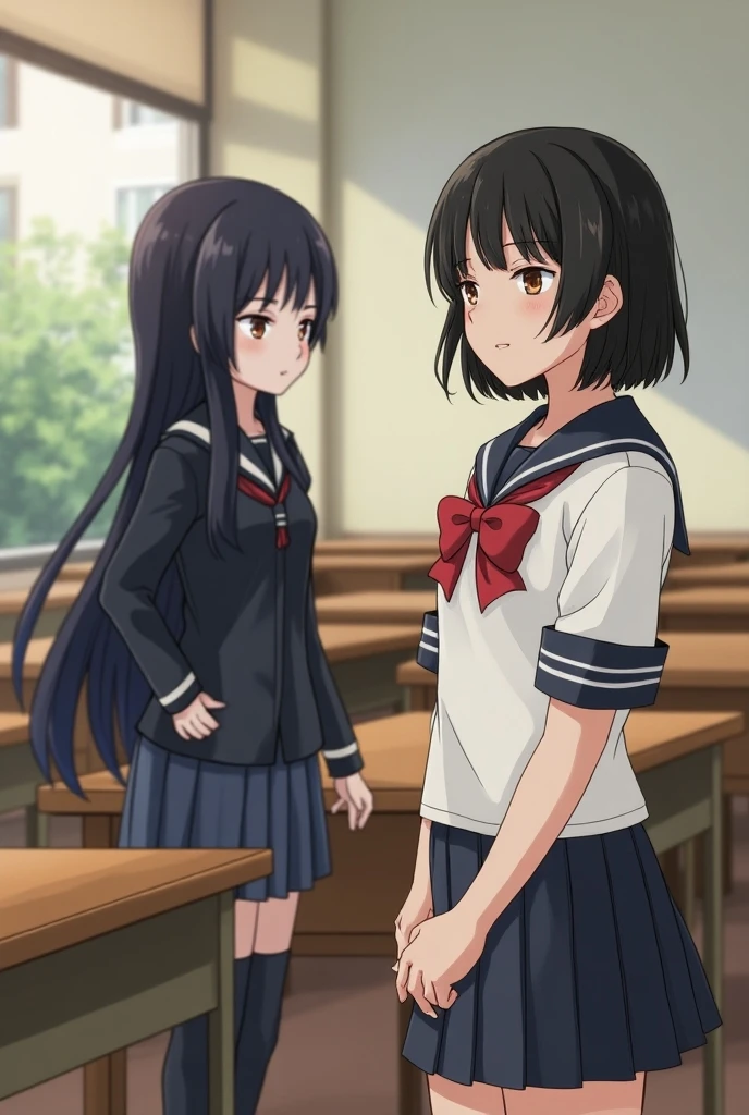 Blue Hair、Long Hair、Straight Hair、Neat bangs、(/Yorozuka Mizore\)、Anime characters、He is holding the small, thin double reed of the instrument in his mouth.、Beautifully shaped double reed、girl、Expressionless、Apathy、Apathyの目、Leaning against the wall、Sunlight streaming through the window、A corner of the classroom、Upper body only、Sitting、Arms around knees、Arms slightly crossed、Short-sleeved sailor suit with light blue collar、A white sailor suit with a light blue ribbon