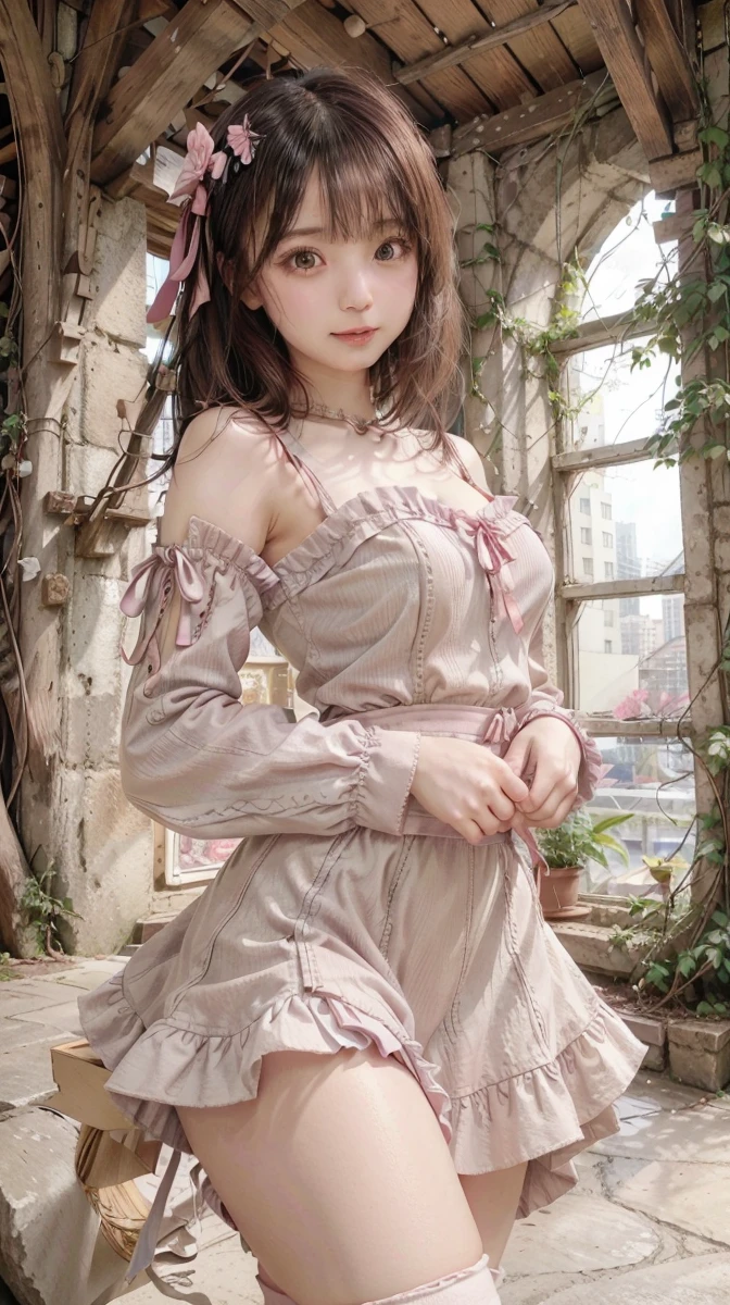 (RAW photo:1.2), (photorealistic:1.4),(masterpiece:1.3),(best quality:1.4),ultra high res,(detailed eyes),(detailed facial features),(detailed clothes features),HDR,8k resolution, solo focus, bangs, skin tight, (shiny skin),(slender girl),dreamlike, (extreme detailed illustration),check commentary,commentary request,scenery,no text, VirtualGirl-Rin, small breasts, bob hair, short hair, brown hair, brown eyes, 1girl, full body, White magical dress, happy,smile