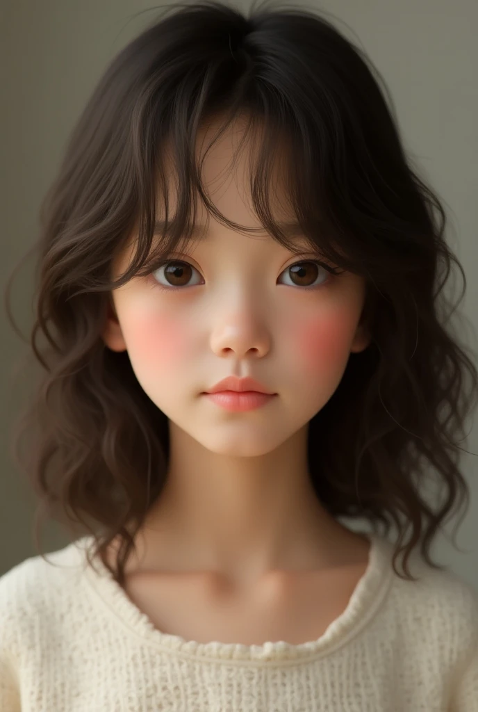 korean girl,white and soft skin,short dark brown hair,with a cute face and cute and natural makeup,pink sweater,in his house,sitting on a sofa