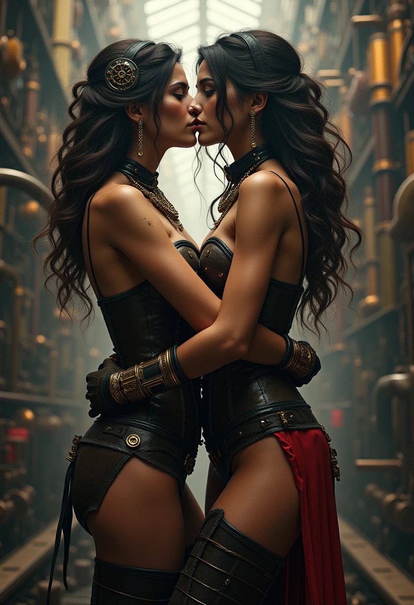 ((Raiders' clothing)), (((The face of a famous actress) )) ,(((The girl's leg is kissed by a male raider))), ((Painted with paints), ((Splashes and smears)), (The Official Art of Paints)), , (female chest) , ((Successful pose)), ( Successful composition) , ((Torches with fire and spears are all around , Shaman's Castle)), (Stone floor), (Girl in orange dress with belts) , (The girl sits on a post-apocalyptic throne) , ((ember , Kneeling, kisses the girl on the feet,Who sits on the throne))