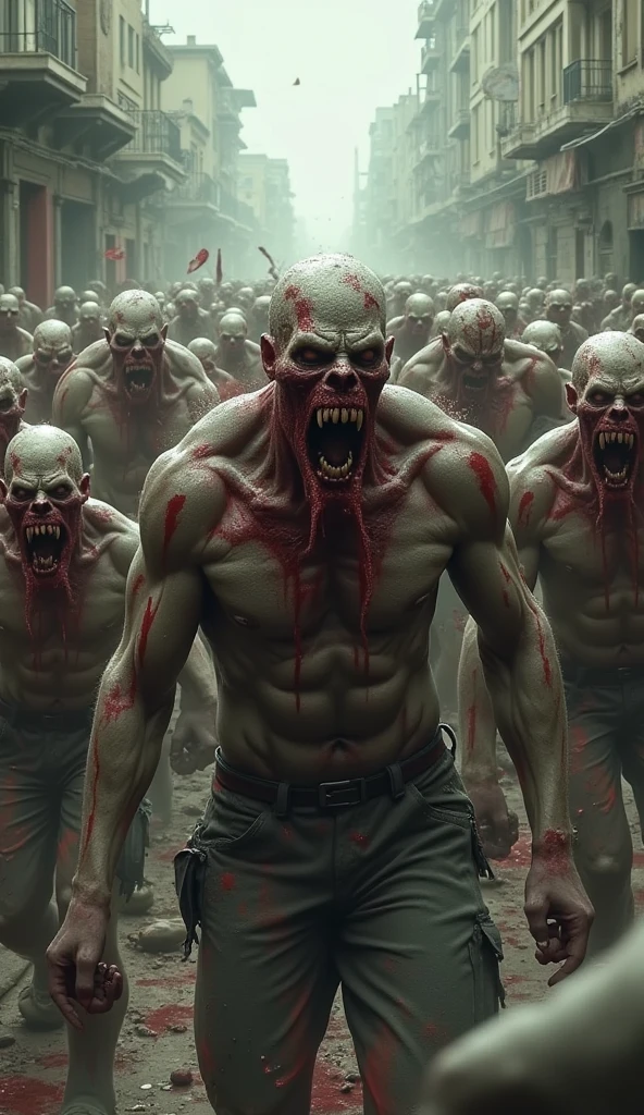 (high resolution, 8k, photorealistic, hyper detailed, masterpiece, exquisite, vivid colors, perfect composition, intricate details,Best Quality, 8K, Masterpiece: 1.2, Photorealistic: 1.37, HDR, UHD),image of a full-body group of zombies,image 3D,