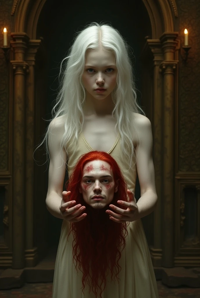 (evil albino tall lathy queer male undead Vulture King, bird brain, thin neck, frail shoulders, weak arms, flat chest, soft belly, beautiful male crotch bulge, curvy hips, thick avian thighs, massive buttocks, depraved homosexual, rapist, kidnapper, cradle robber, weak stomach, weak bladder, small boys snare and castrate him)