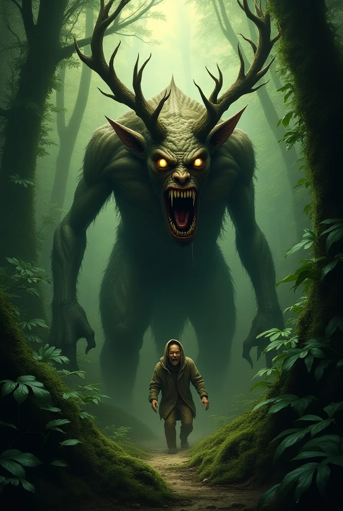 Spiritual World, low View, scary evil demonic horrific demon Satyr, horns, demons tails, siting in dark,  fantasy world, highly detailed, film grain, horror (theme)  <lora:DarkSpheraStyle:0.7>