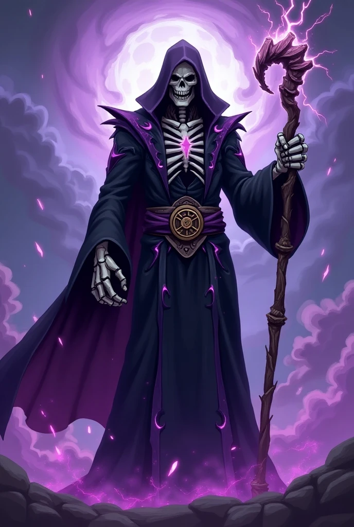 arafed image of a skeleton dressed in a purple robe and a purple robe, lich, evil death, skeletor, undead lich, d & d lich, lich vecna (d&d), death god, the king of death, mind flayer, beautiful male god of death, illithid, god of death, ghastly