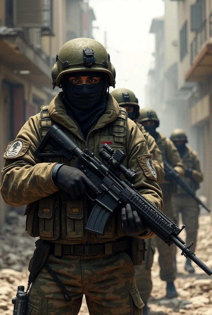 Algerian soldiers with modern military equipment.