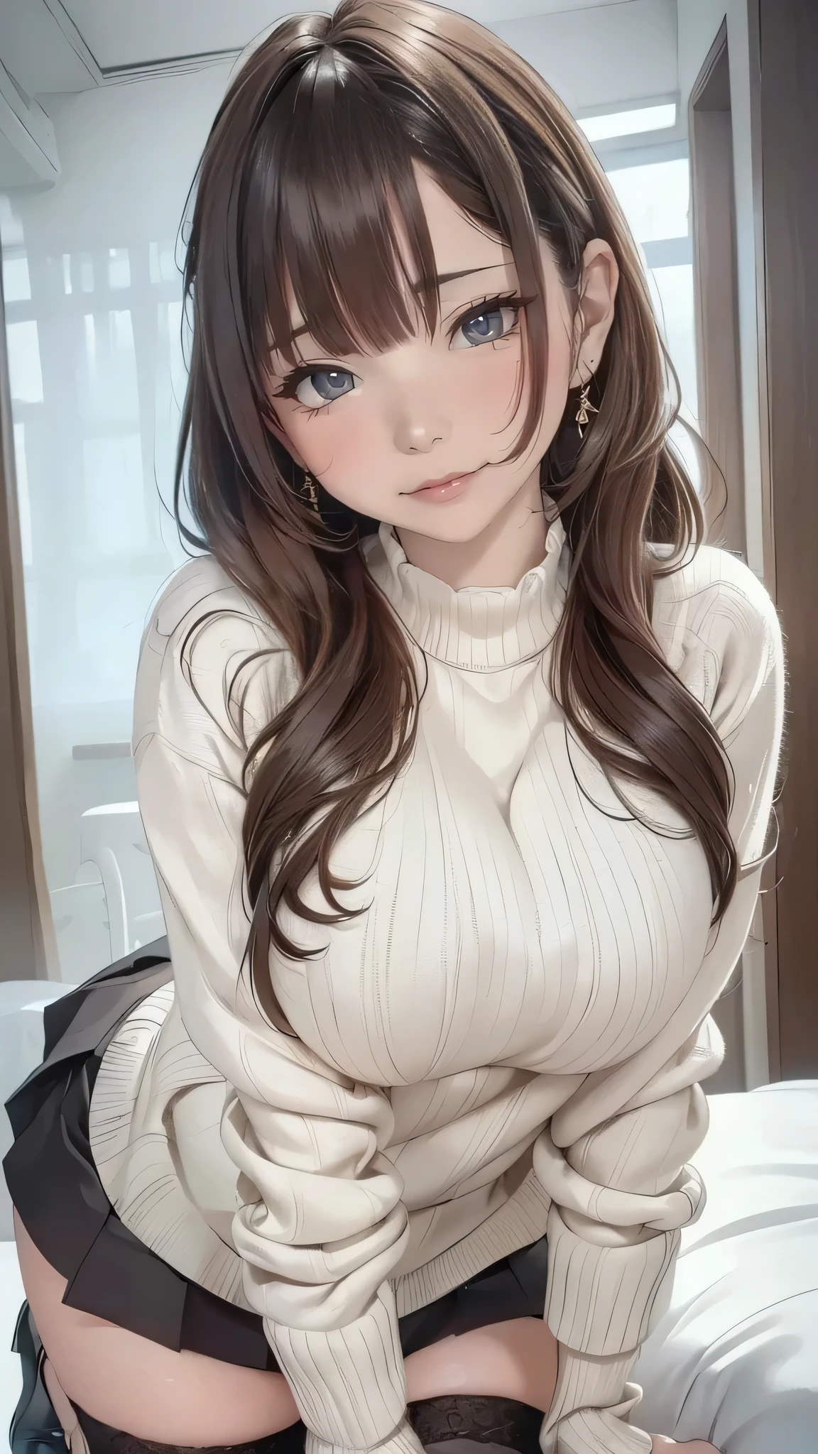 (random porn pose),(random hairstyle),(Highest image quality,(8k),ultra-realistic,best quality, high quality, high definition, high quality texture,high detail,beautiful detailed,fine detailed,extremely detailed cg,detailed texture,a realistic representation of the face,masterpiece,Sense of presence),sweater,tight mini skirt,stockings,Engineer boot