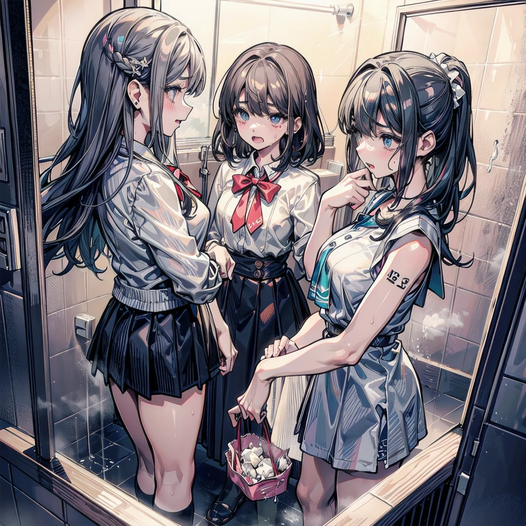One girl,
Laundry room,washing machine, Laundry basket, a few underwears are in a Laundry basket,
hair,Color Hair Color, Small breasts、blush, bow, Red Bow, Long sleeve, shirt, Collared shirt, skirt, Pleated skirt, black skirt, Small breasts,
{{{Face close-up}}},Upper Body,,Pay attention to the panties,Quality underwear,
Looking down,View your viewers,
Panties as a gift,
Tabletop, highest quality, , absurdes, Perfect Skin, Detailed skin texture, Ultra-detailed, 8K, Intricate details, Beautifully detailed face,High resolution,
{{{Shadowed face}}}, mock, {{{Grit your teeth:1.2}}}, Grin, smile, Looking down at viewers, masterpiece,absurdes, Beautiful detailed face when viewed from the front,