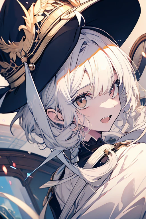 "((masutepiece)), Best Quality, Ultra-detailed, Extremely detailed, (1 girl), floating golden hair, Blue eyes, white imperial outfit,Green hairs,Dynamic Focus, Anime style,(Colorful colors), color filtration."