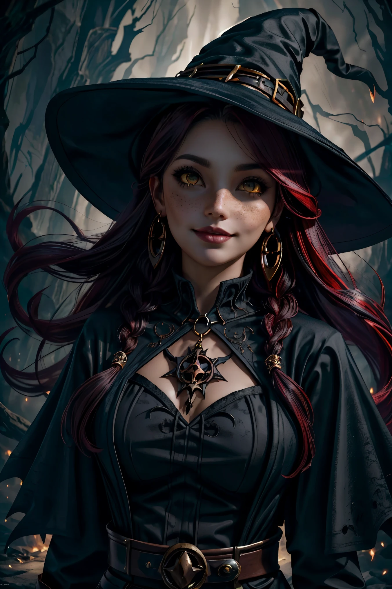 Viking female demon witch, black hair Red eyes --auto --s2