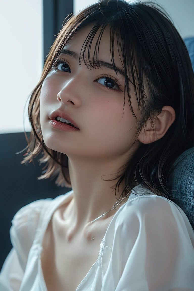 dressed, (photo realistic:1.4), (hyper realistic:1.4), (realistic:1.3),
(smoother lighting:1.05), (increase cinematic lighting quality:0.9), 32K,
1girl,20yo girl, realistic lighting, backlighting, light on face, ray trace, (brightening light:1.2), (Increase quality:1.4),
(best quality real texture skin:1.4), finely detailed eyes, finely detailed face, finely quality eyes,
(tired and sleepy and satisfied:0.0), face closeup, t-shirts,
(Increase body line mood:1.1), (Increase skin texture beauty:1.1)