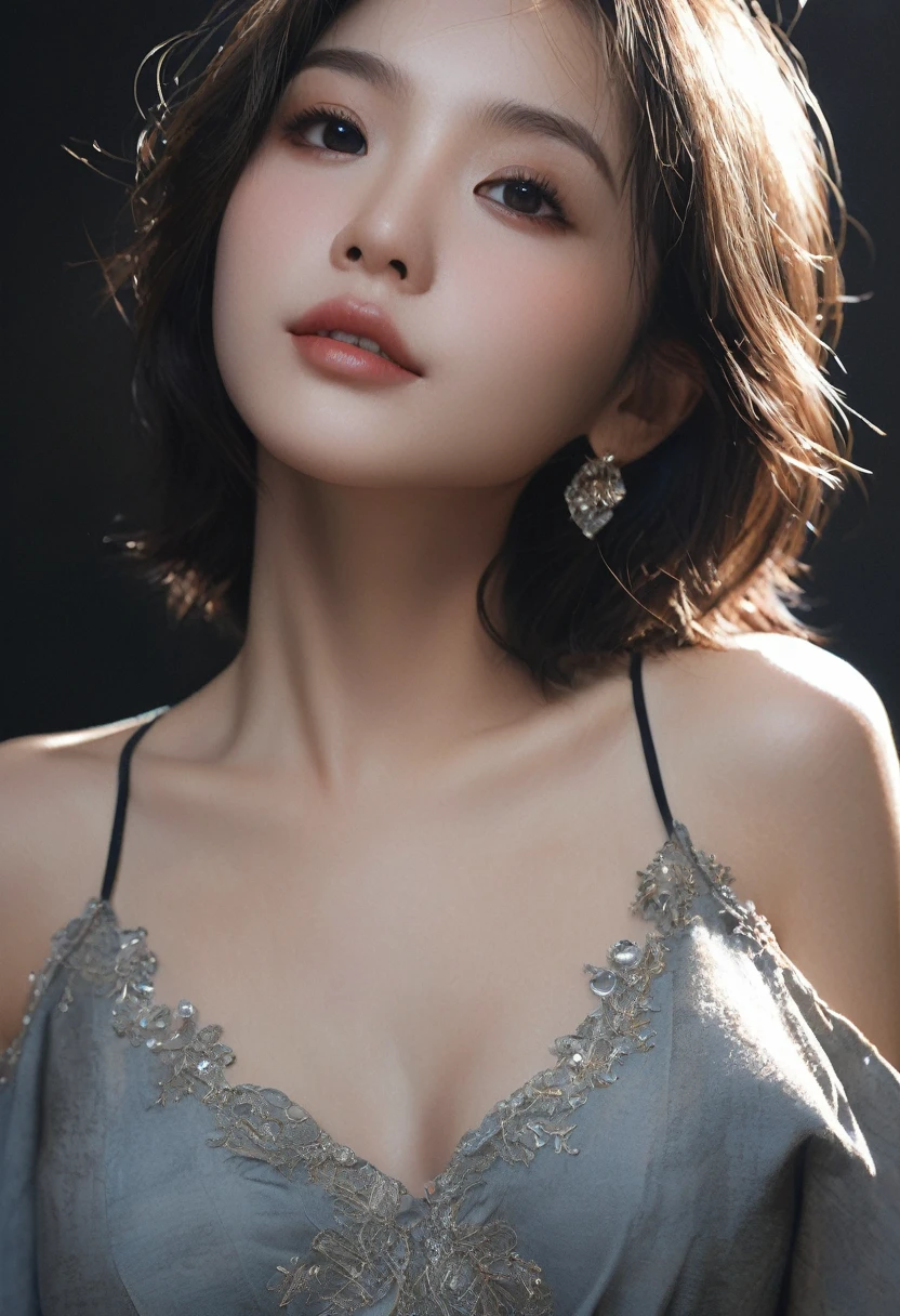 (NUDE, nipple, pussy), (((Very elegant and beautiful, Perfect detail, Very detailed))), whole body, Most detailed, Written boundary depth, 美しく詳細なwhole body, Thin legs, 30 years old, Very short hair, Spiked Hair, Gray and silver hair, Beautiful detailed hair, Perfect Face, Expressionless, Beautiful, detailed, deep eyes, Please open your mouth a little, Delicate arms and hands, Pale skin, Earrings, Beautiful and gorgeous necklace, Colorful background, HD background, Blurred Background, Very delicate and beautiful, masterpiece, (((Highest quality, Very beautiful 8K CG wallpaper))), (((Trendy hairstyles))), (Inside the room,Stylish interior,window),