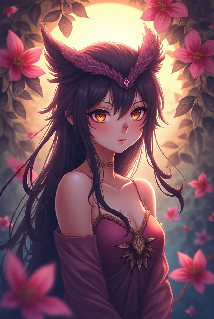 a furry cat girl, 1 girl, detailed beautiful girl with large breasts, black fur, red eyes, yellow dress, meadow, flowers, sexy, (best quality,4k,8k,highres,masterpiece:1.2),ultra-detailed,(realistic,photorealistic,photo-realistic:1.37),highly detailed face, intricate details, detailed facial features, porcelain skin, delicate features, elegant pose, dynamic lighting, vibrant colors, lush foliage, colorful flowers, magical fantasy
