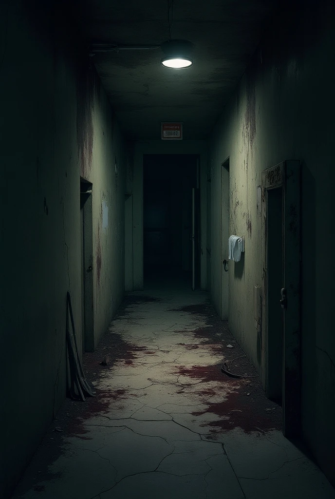 Dark and dusty hallway in an abandoned house