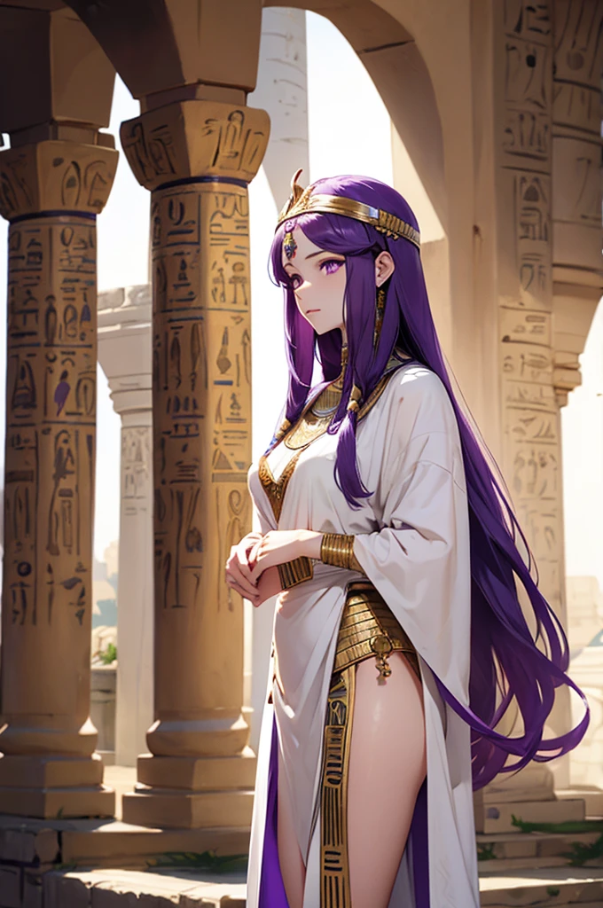 (otherworldly), highly insanely detailed, masterpiece, top quality, best quality, highres, 4k, 8k, RAW photo, (beautiful and aesthetic), ((ancient egyptian theme:1.2)), taiwan, korean, ((post-apocalyptic:1.2)), 
(Amethyst, Amethyst \(gemstone\), purple gemstone), 
perfect lighting, ( head between breasts, face to breasts), 2girl, formal, office lady, white shirt, pencil skirt, <lora:head_between_breasts_v1.5:0.9>, (fantasy world)