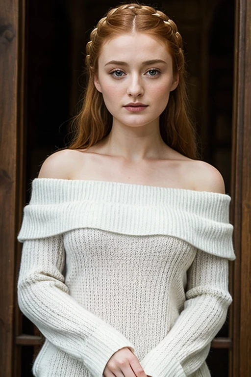 1girl,realistic,best quality,medium
breasts, Leslie:0.9>,(brown hair:1.2), Rose Leslie as Ygritte in game of thrones, winter, she wears furs and winter clothing but she has her soft flat breasts out, nsfw