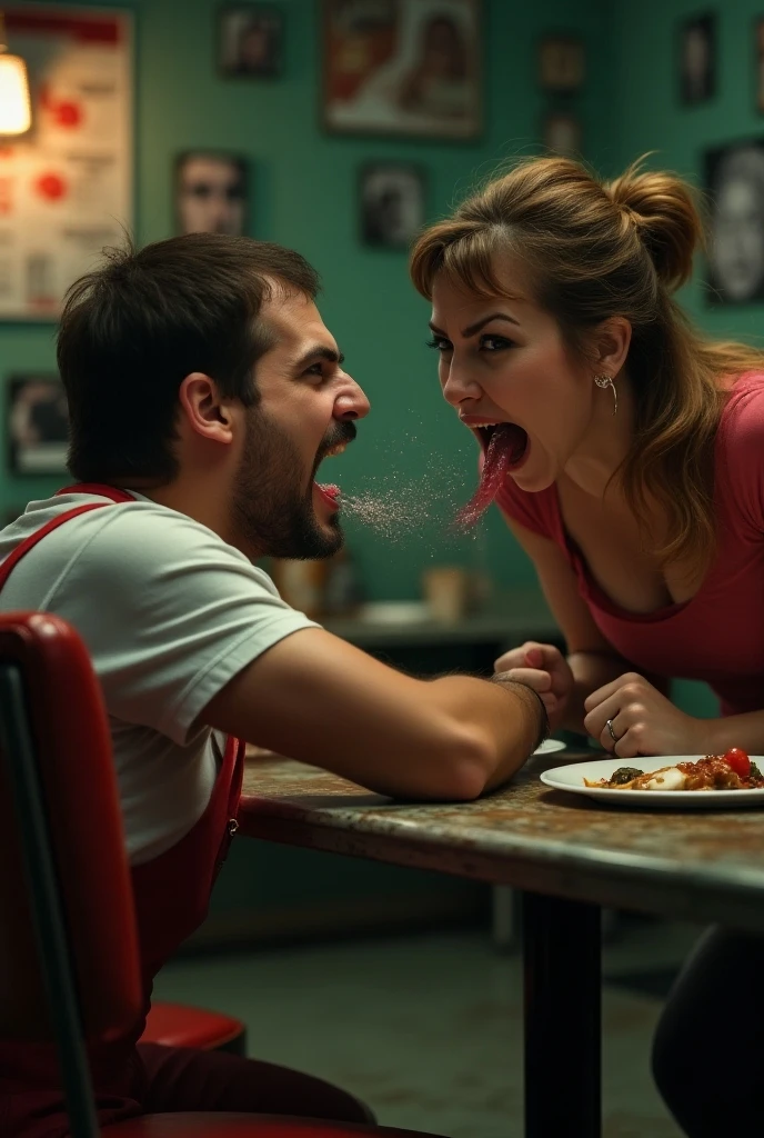 Disgruntled couple in a restaurant