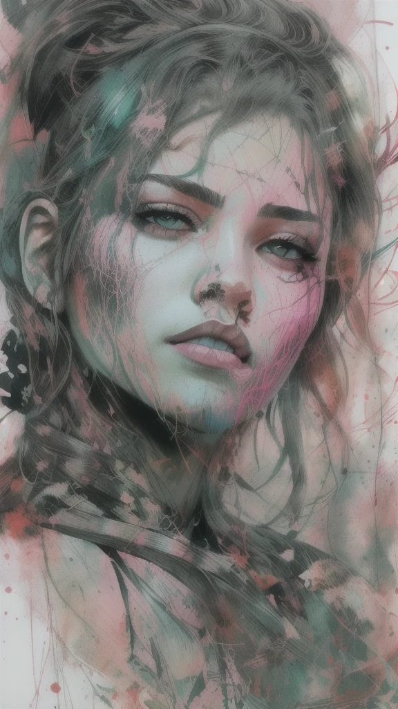 strong warrior princess, centered, key visual, intricate, highly detailed, breathtaking beauty, precise lineart, vibrant, comprehensive cinematic, Carne Griffiths, Conrad Roset, (the most beautiful portrait in the world:1.5), postapocalypse, swpunk, analog style, black background